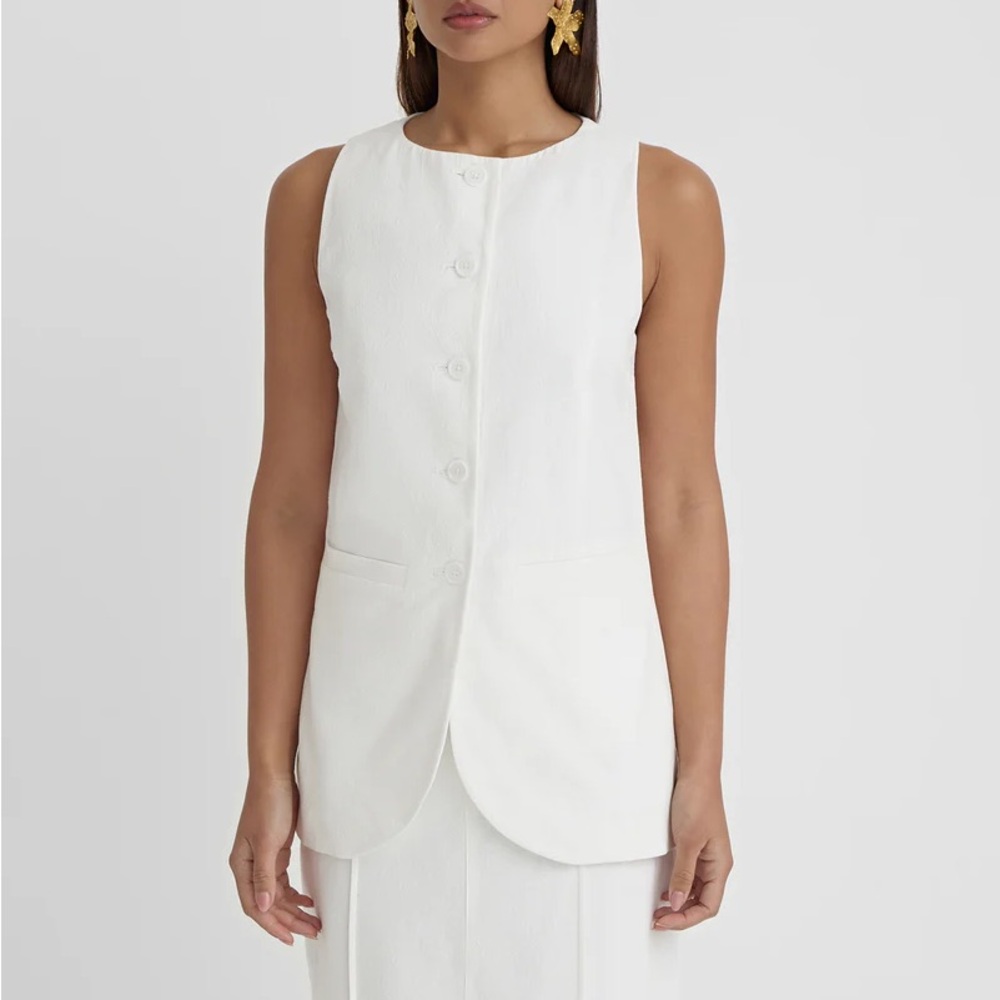 4th & Reckless linen look longline Vest 6